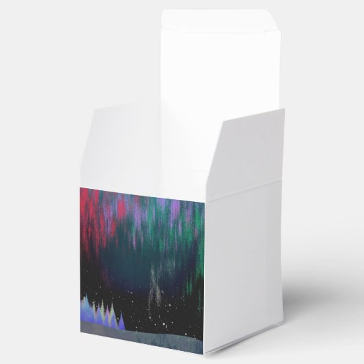 Noord-licht hedendaags landschap bedankdoosjes (Geopend)