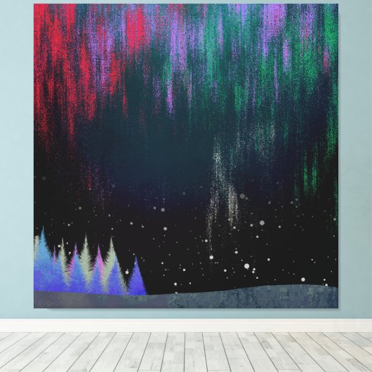 Noord-licht hedendaags landschap canvas afdruk (Insitu (Houten vloer))