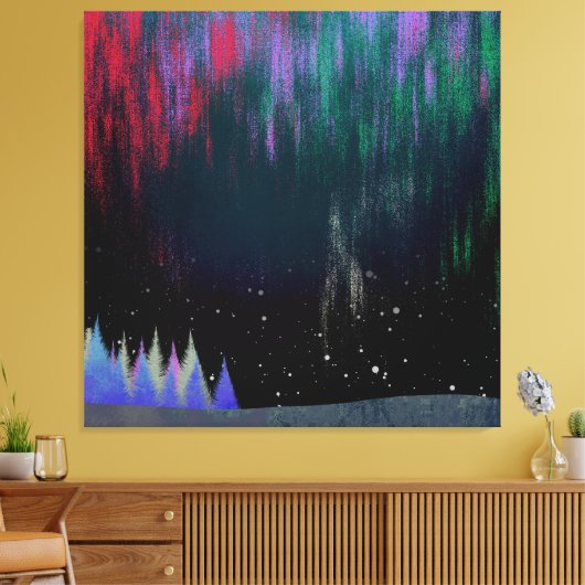 Noord-licht hedendaags landschap canvas afdruk (Insitu (Woonkamer))