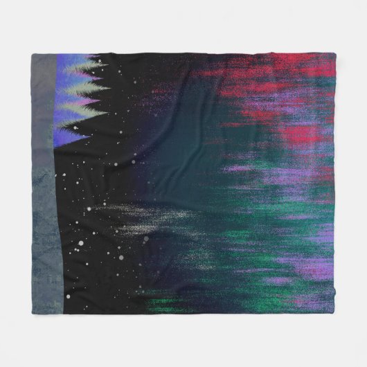 Noord-licht hedendaags landschap fleece deken (Voorkant (Horizontaal))