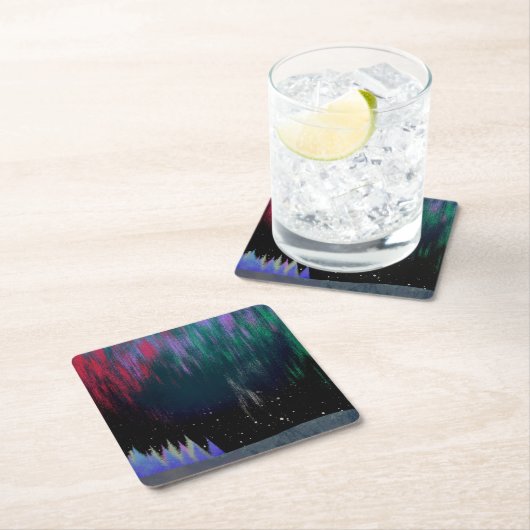 Noord-licht hedendaags landschap kartonnen onderzetters (Insitu)