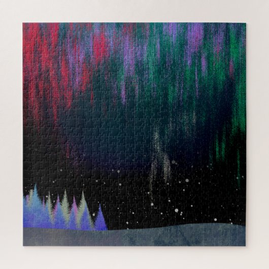 Noord-licht hedendaags landschap legpuzzel (Verticaal)