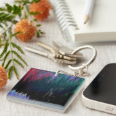 Noord-licht hedendaags landschap sleutelhanger (Voorkant Rechts)