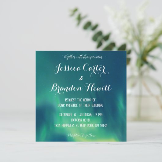 Noord Light Aurora Borealis Weddenschap Kaart (Staand voorkant)