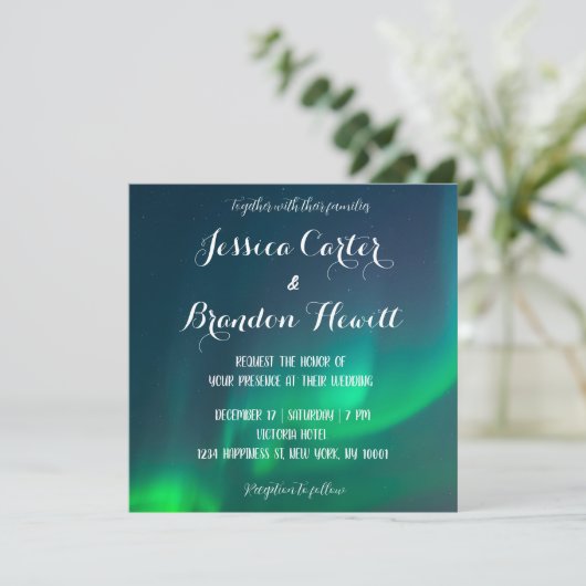 Noord Light Aurora Borealis Weddenschap Kaart (Staand voorkant)