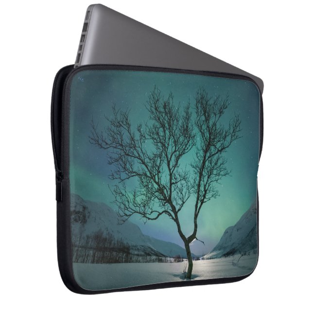 Noord-Lights Tree Laptop Sleeve (Voorkant Rechts)