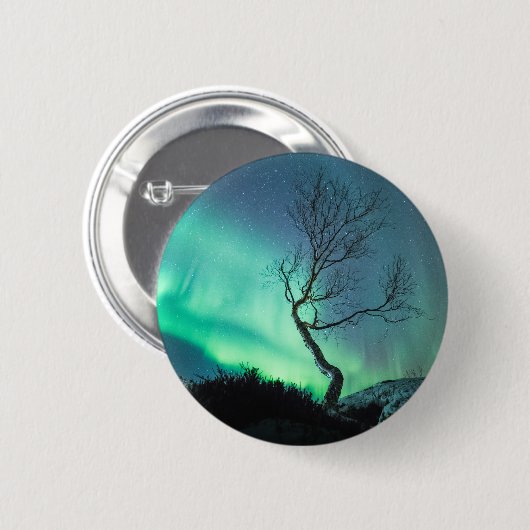 Noord-Lights Tree Ronde Button 5,7 Cm (Voorkant /achterkant)