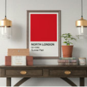 Noord-Londen Gunner Red - Witte grens Perfect Poster