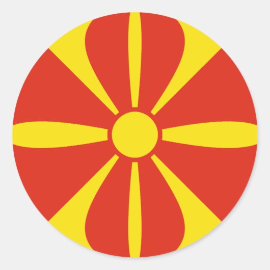 Noord-Macedonië Fisheye Vlag Sticker (Voorkant)