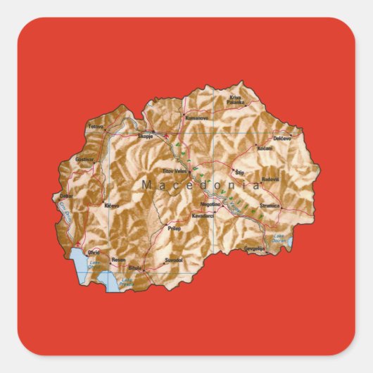 Noord-Macedonië Kaart Sticker (Voorkant)
