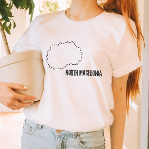 Noord-Macedonië Landkaart Omtrek Grenslijn T-shirt