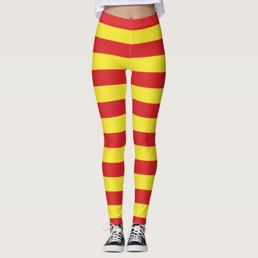 Noord-Macedonië Nationale vlag Kleuren gestript Leggings (Voorkant)