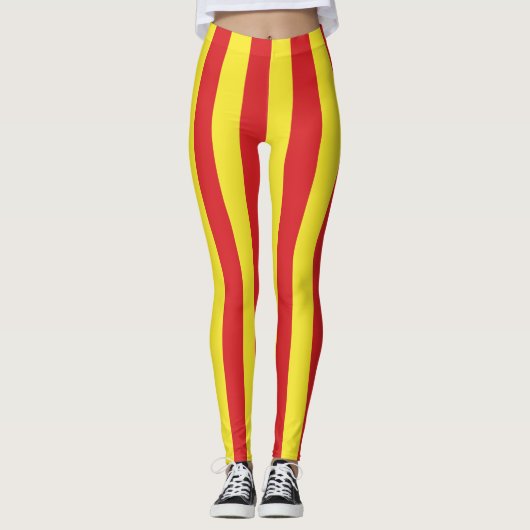 Noord-Macedonië Nationale vlag Kleuren gestript Leggings (Voorkant)