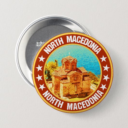 Noord-Macedonië Ronde Button 7,6 Cm (Voorkant /achterkant)