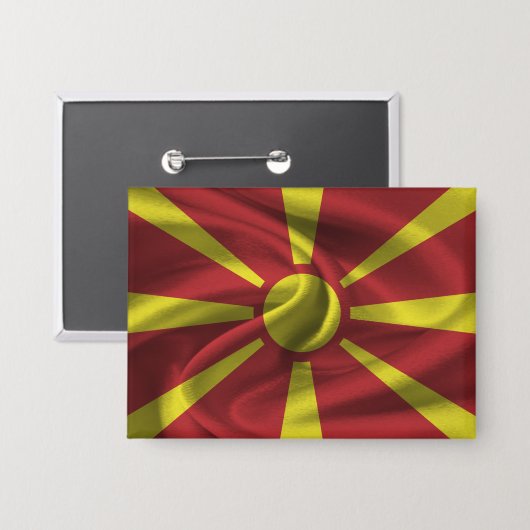 Noord-Macedonië Vlag Button (Voorkant / Achterkant)