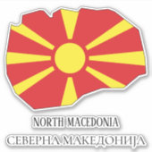 Noord-Macedonië Vlag Charmante Patriottische Kaart Sticker (Voorkant)