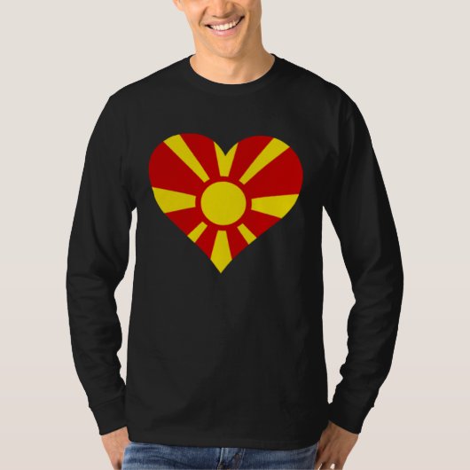 Noord-Macedonië Vlag Hart Cadeaus Liefde Noord-Mac T-shirt (Voorkant)
