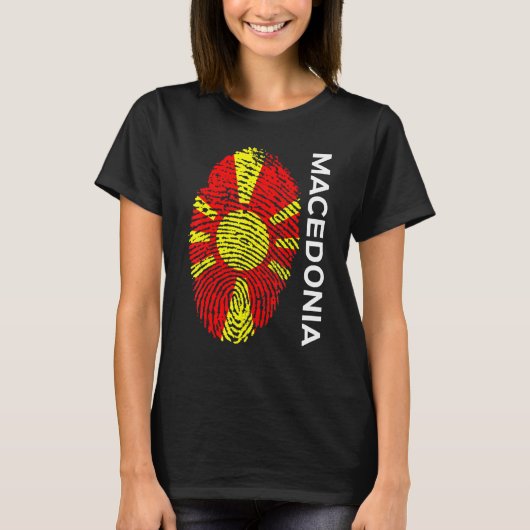 Noord-Macedonië Vlag Jersey T-shirt (Voorkant)