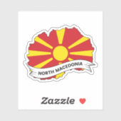Noord-Macedonië Vlag Kaart Sticker (Vel)