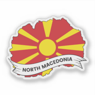 Noord-Macedonië Vlag Kaart Sticker