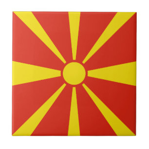 Noord-Macedonië - Vlag keramische tegel Tegeltje