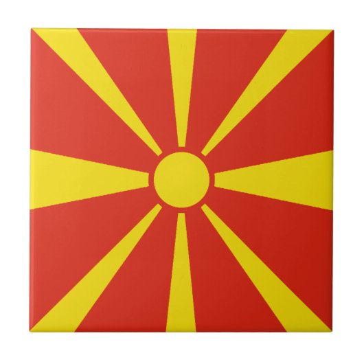 Noord-Macedonië - Vlag keramische tegel Tegeltje (Voorkant)