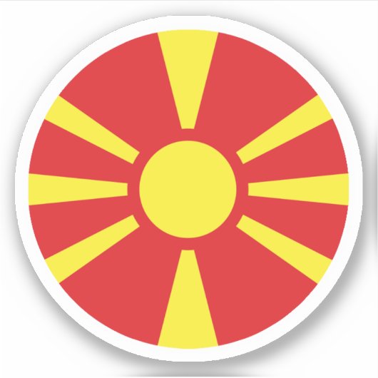 Noord-Macedonië Vlag Ronde Sticker (Voorkant)