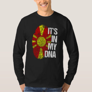 Noord-Macedonië Vlag Thuis Hart Wortels Vingerafdr T-shirt