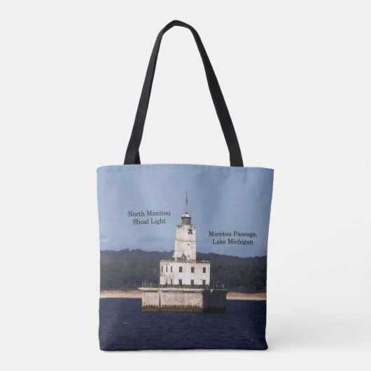 Noord Manitou Shoal Light over de hele canvas tas (Achterkant)