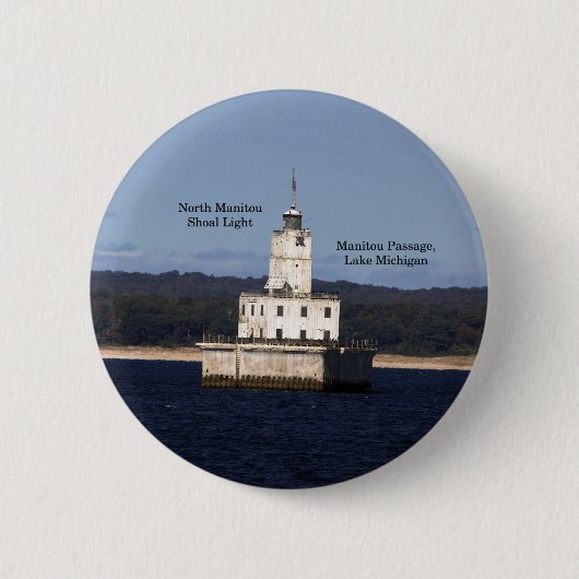 Noord-Manitou Shoal Light-toets Ronde Button 5,7 Cm (Voorkant)
