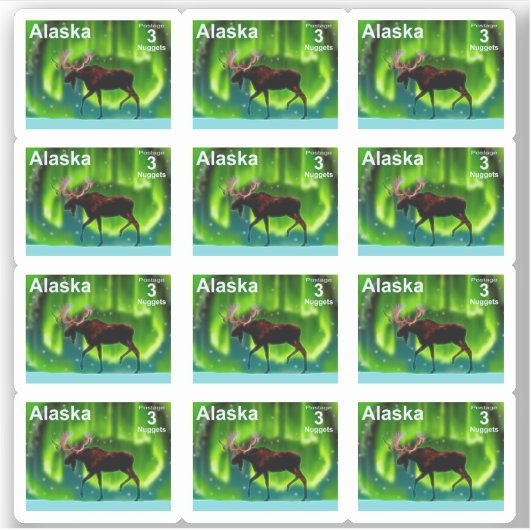 Noord-Moose - Alaska Postage Sticker (Voorkant)