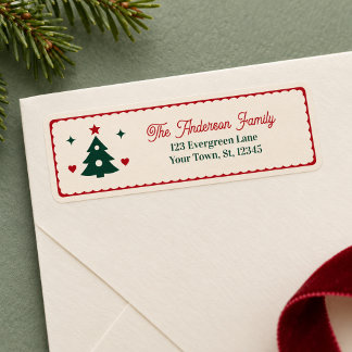 Noord-Noorse Kerstboom Retouradreslabels Etiket