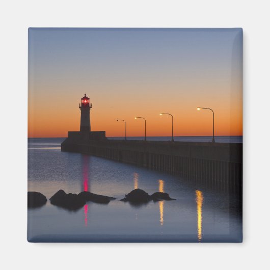 Noord-pier vuurtoren in Duluth, Minnesota, Magneet (Voorkant)