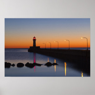 Noord-pier vuurtoren in Duluth, Minnesota, Poster