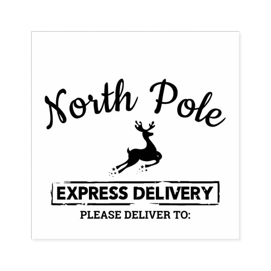 Noord-Pole Express Delivery Reindeer Rubberstempel (Afrduk)