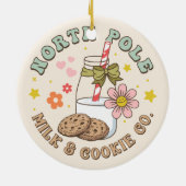 Noord-poolmelk en Koekjeswijn Co. Santa Claus Wood Keramisch Ornament (Achterkant)