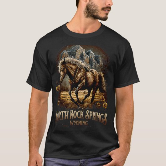 Noord-Rock Springs Wyoming Mountains Horse T-shirt (Voorkant)