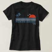  Noord-Shore Hawaii Beach Retro Surfing 70' T-shirt (Design voorkant)
