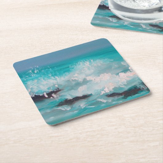 "Noord-Shore Waves" 1, Oliedrukken Kartonnen Onderzetters (Schuin)