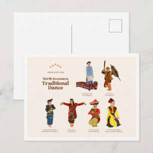 Noord-Sumatraanse traditionele dans Indonesië Reiz Briefkaart