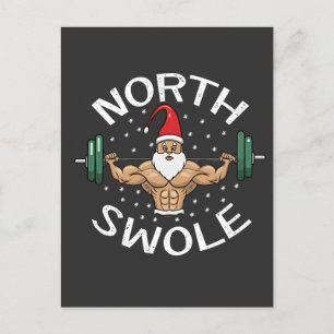 Noord Swole Grappige Spier Kerstman Kerst Fitness Aankondigingskaart