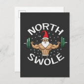 Noord Swole Grappige Spier Kerstman Kerst Fitness Aankondigingskaart (Voorkant / Achterkant)