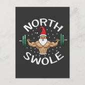Noord Swole Grappige Spier Kerstman Kerst Fitness Aankondigingskaart (Voorkant)