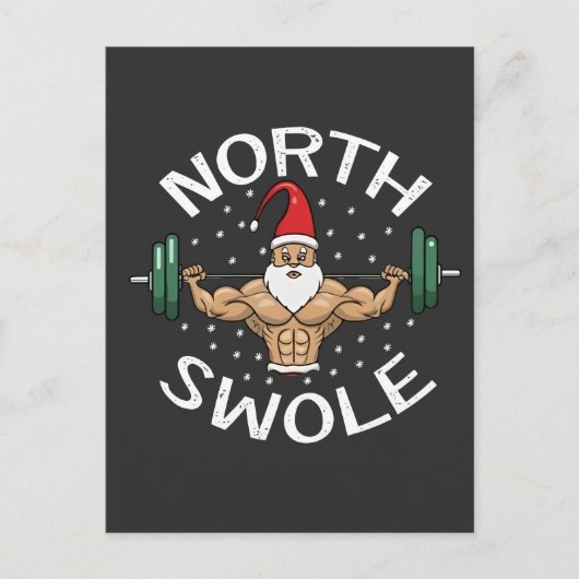 Noord Swole Grappige Spier Kerstman Kerst Fitness Aankondigingskaart (Voorkant)