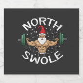 Noord Swole Grappige Spier Kerstman Kerst Fitness Sparkling Wijnetiket (Enkel label)