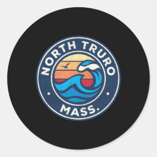 Noord-Truro Massachusetts Ma nautische golven Ronde Sticker