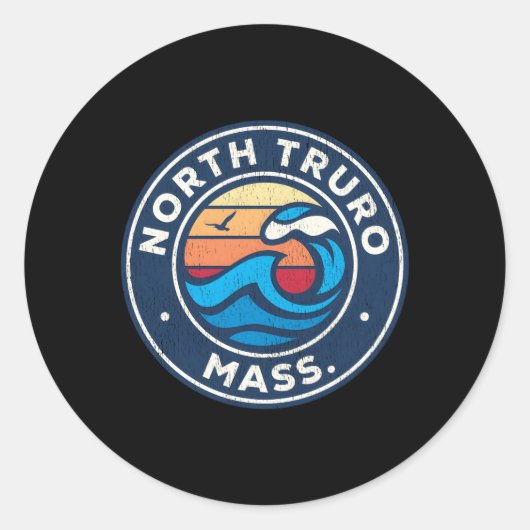 Noord-Truro Massachusetts Ma nautische golven Ronde Sticker (Voorkant)