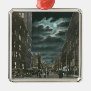 Noord-Uitzicht van Chenango Street bij Night Metalen Ornament