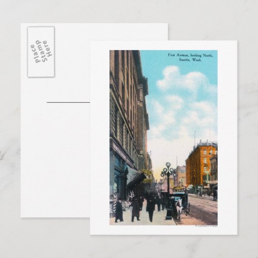 Noord-Uitzicht van First Avenue Briefkaart (Voorkant / Achterkant)