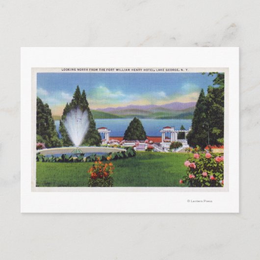 Noord-Uitzicht van het meer van Ft. William Henry Briefkaart (Voorkant)